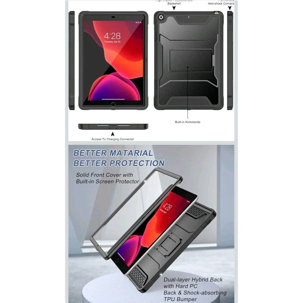 Soke Shockproof Hybrid Kickstand Case Black for iPad 10.2 (9th/8th/7th Gen)